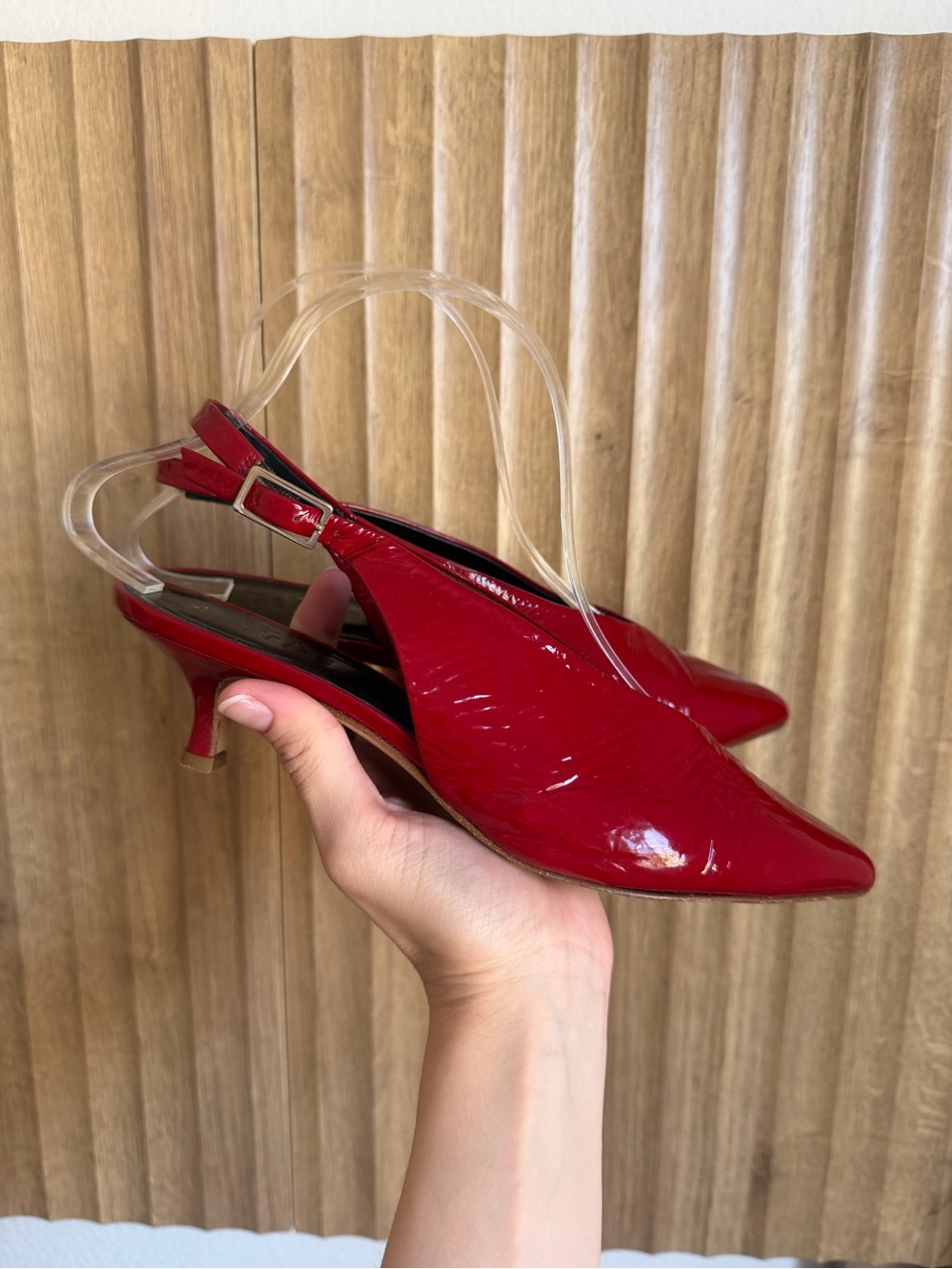 TIBI Red Slingback Kitten Heel Shoes - Picture 2 of 8